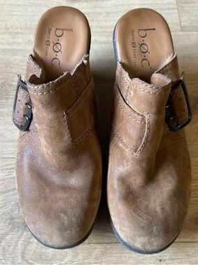 BOC Suede Slip-On Brown Leather Clogs